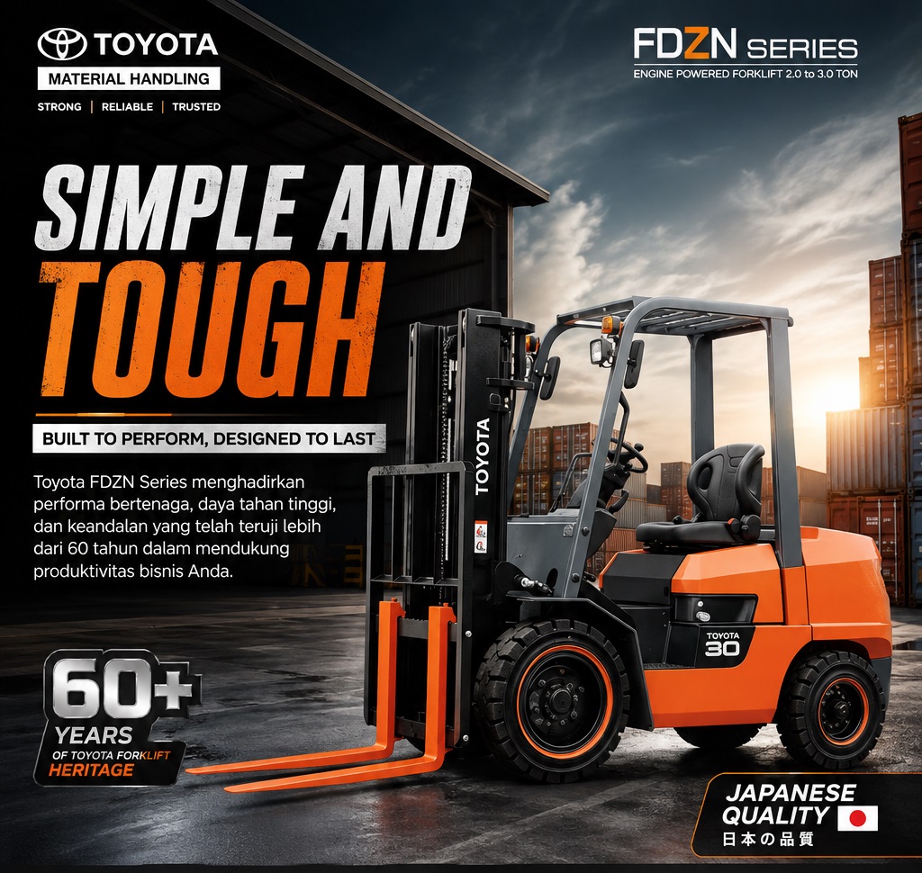Forklift Toyota FDZN25 Kapasitas 2.5 Ton Diesel / Solar