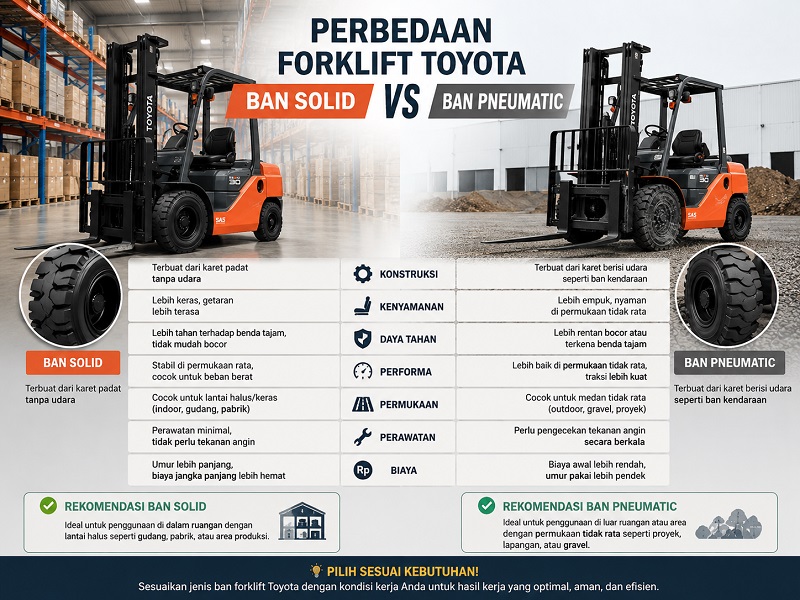 Forklift 3 Ton Toyota Ban Solid vs Pneumatik